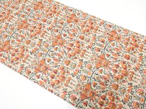 花更紗模様織り出し　名古屋帯